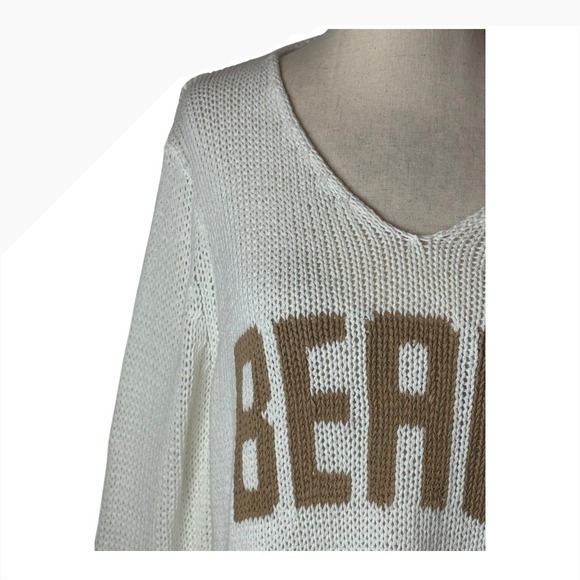 Wooden Ships Sweater Women Small White Tan Beach Lightweight Knit Pullover - Picture 4 of 10